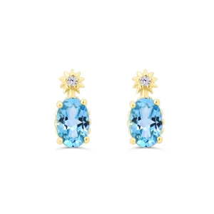 Boucles d'oreilles à clous en topaze bleue Solari